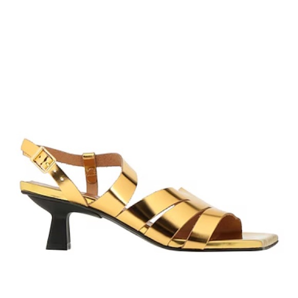 Ganni gold leather kitten heel sandals - size 40 / US 9 - Picture 3 of 8